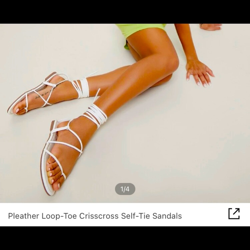 Crisscross self tie white sandals